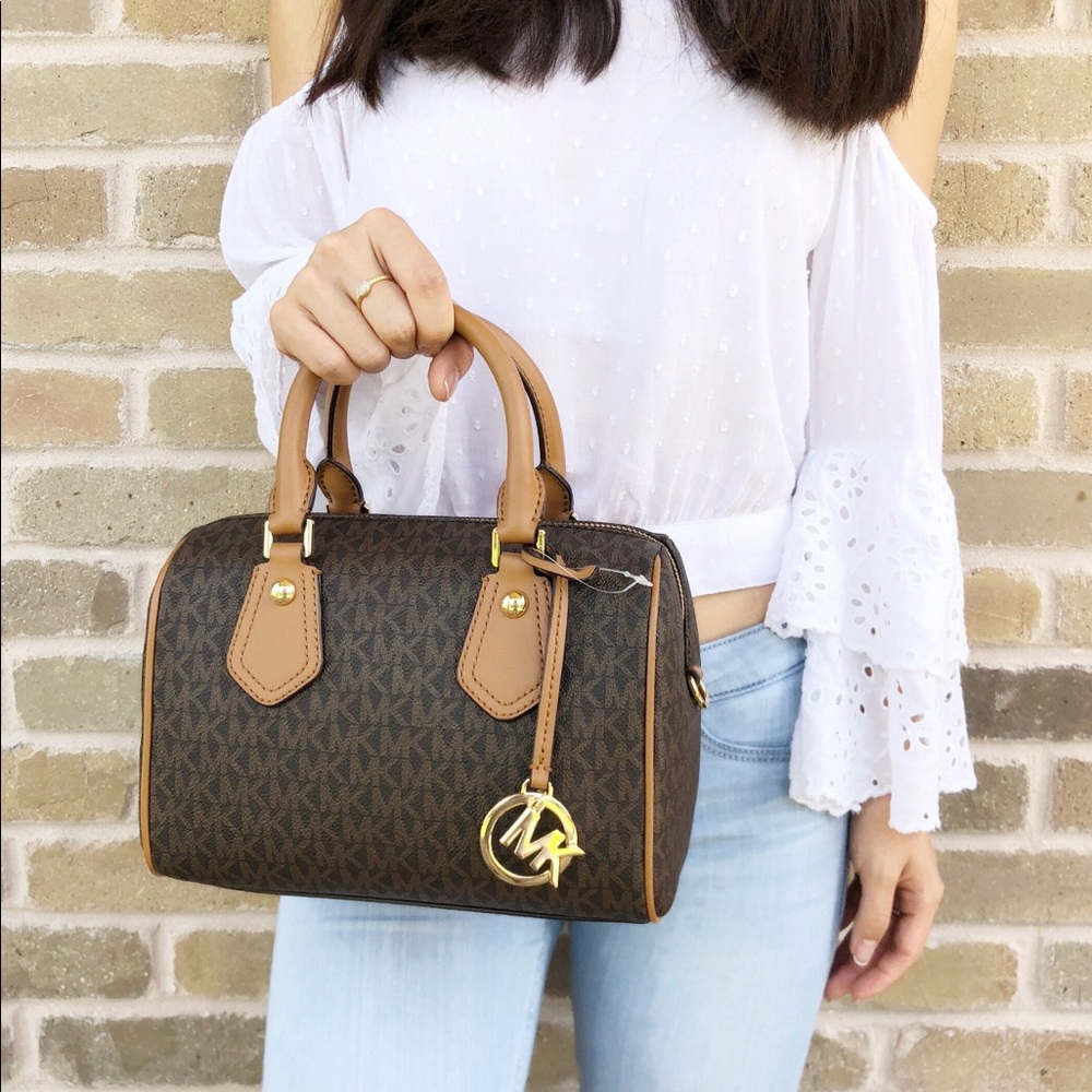 Gaby’sBags👜💕- NWT Michael Kors SM Satchel Brown - Picture 3 of 6